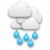Partly cloudy with rain showers